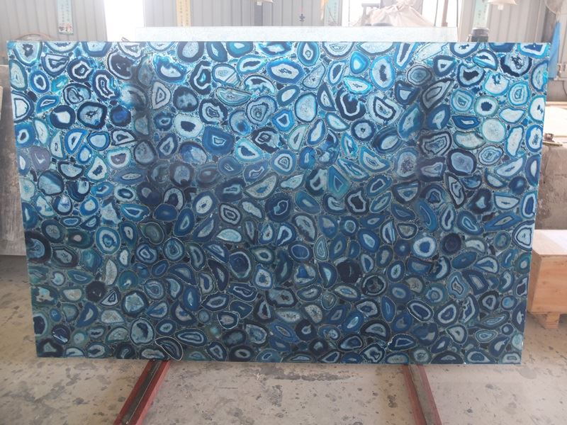 Blue Onxy Backlit Slabs Agate Semi Precious Stone Tile