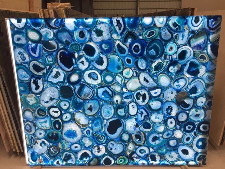 Blue Onxy Backlit Slabs Agate Semi Precious Stone Tile